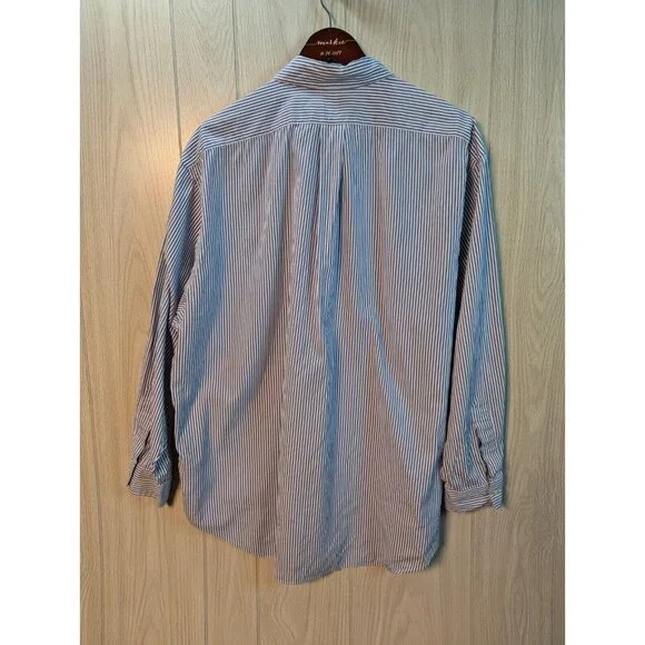 Vtg Ralph Lauren Shirt 17.5 35 Yarmouth 100% cotton Striped Blue Long Sleeve - Picture 3 of 7